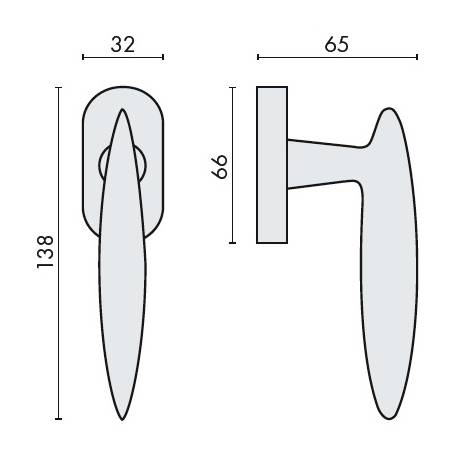 Béquille de fenêtre PEGASO sur rosace ovale, chromé mat
