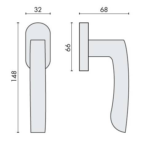 Béquille de fenêtre VIOLA sur rosace ovale, chromé