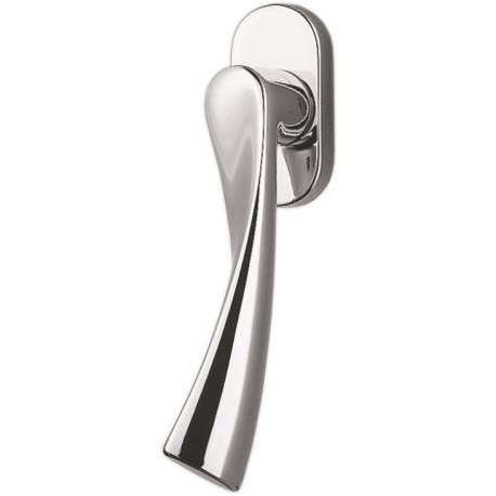 Béquille de fenêtre FLESSA sur rosace ovale, chromé mat