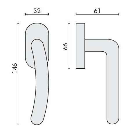 Béquille de fenêtre SIRIO sur rosace ovale, chromé