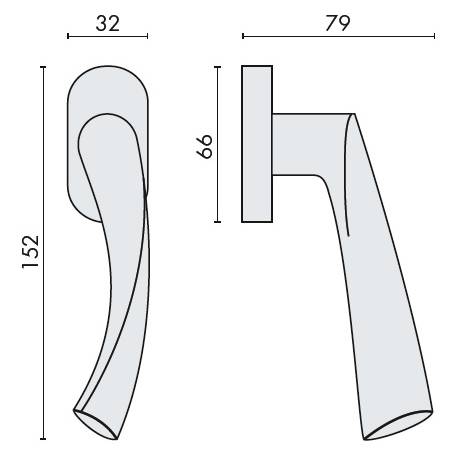 Béquille de fenêtre FLESSA sur rosace ovale, chromé mat