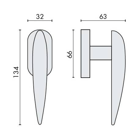 Béquille de fenêtre WING sur rosace ovale, chromé mat