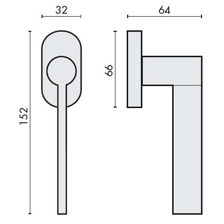Béquille de fenêtre TOOL sur rosace ovale , chromé mat