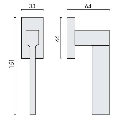 Béquille de fenêtre ZELDA sur rosace rectangulaire, chromé