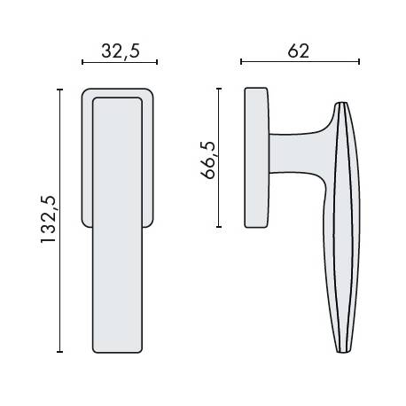 Béquille de fenêtre BOLD sur rosace rectangulaire, chromé