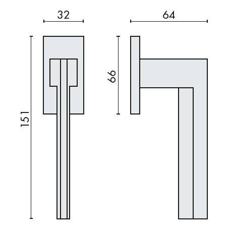 Béquille de fenêtre ELECTRA sur rosace rectangulaire, chromé mat