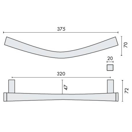Poignée de tirage déportée NOA-B, entraxe 320 mm, chromé