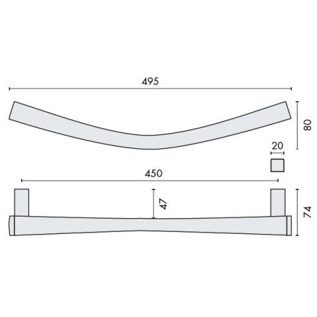 Poignée de tirage déportée NOA-A, entraxe 450 mm, chromé