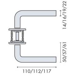 Paire de béquilles L 14 mm sur rosace ronde, inox brossé 316