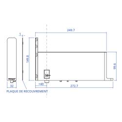 Ensemble pivot Système M réf. STM40-AA/TP40  avec plaque rectangulaire inox