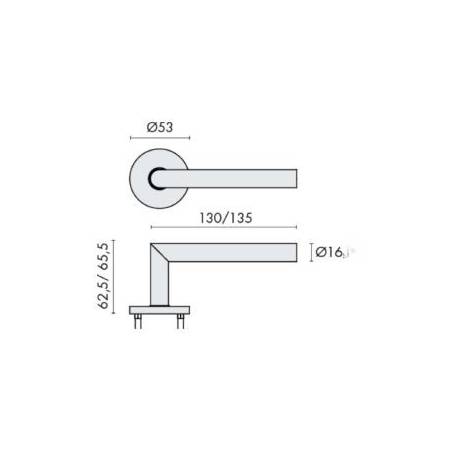 Paire de béq. sur rosaces rondes à visser L90° 16 mm Loginox LG.105. inox brossé