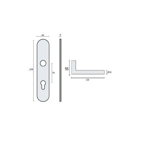 Paire de béq. sur plaque LOGINOX L90° diam.16 mm fonction clé I, inox brossé 304