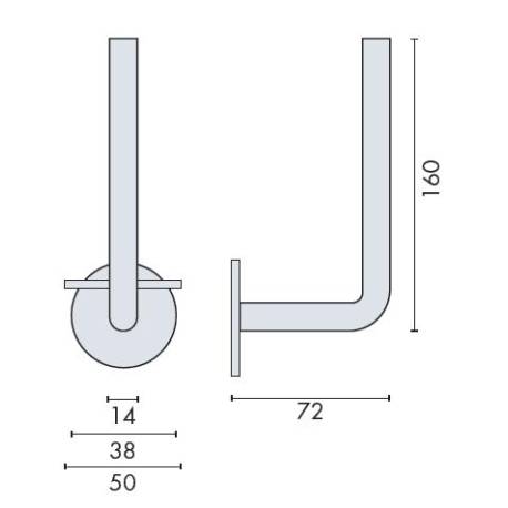 Porte rouleau papier WC de réserve Ø 14x160 mm, inox brossé 316