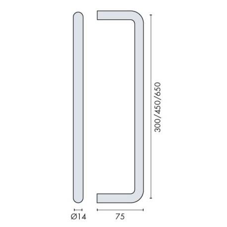 Porte serviette  Ø 14x450 mm, inox brossé 316