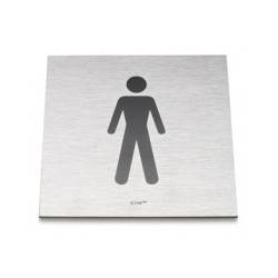 Pictogramme carré à coller 86x86 mm, Homme, inox brossé 316