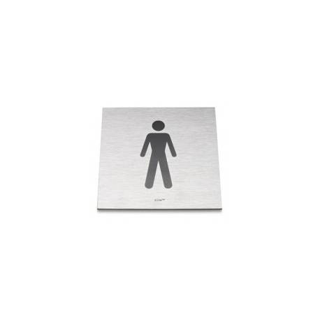 Pictogramme carré à coller 86x86 mm, Homme, inox brossé 316