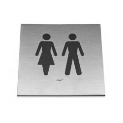 Pictogramme carré à coller 86x86 mm, Unisex, inox brossé 316