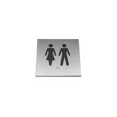 Pictogramme carré à coller 86x86 mm, Unisex, inox brossé 316
