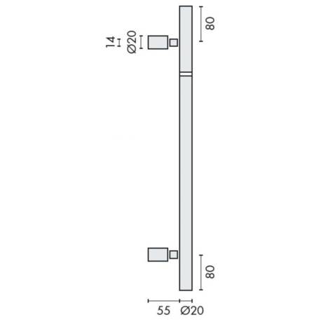 Bâton de maréchal Ø 20 mm, à douille, hauteur 0 à 300 mm, inox brossé 316