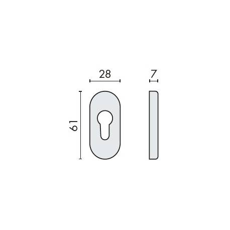 Paire de rosaces ovales clé I, chromé mat