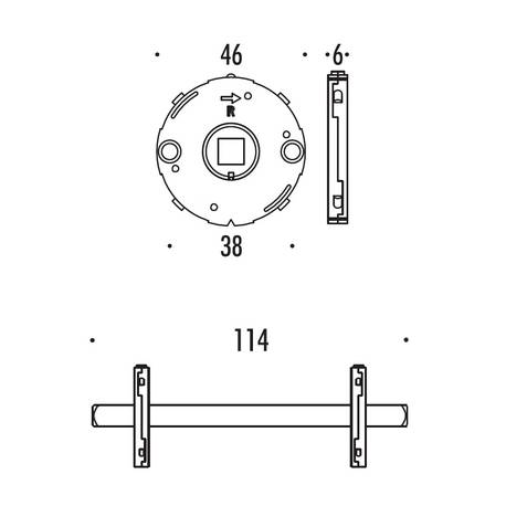 Kit carré 8/7 mm pour vis traversantes,pour rosace Ø 50 mm ép 10mm avec ressort