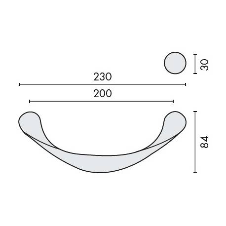 Poignée de tirage déportée FLESSO, entraxe 200 mm, chromé mat